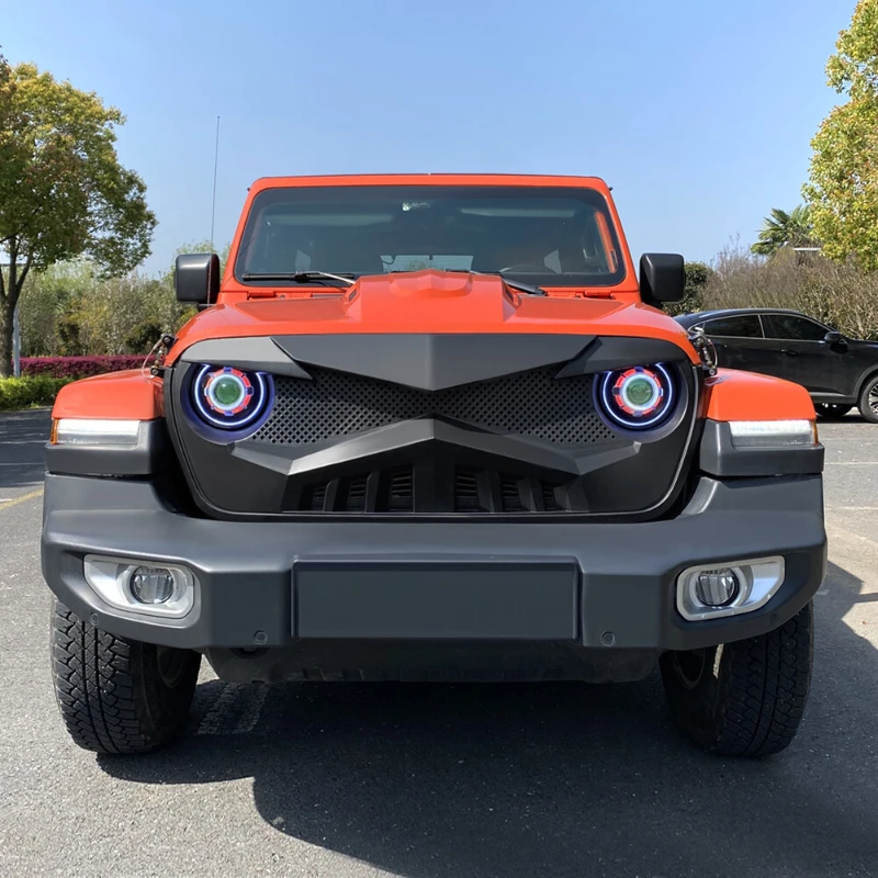 Racing Grills For 2018-2023 Jeep Jl Jt Knight Model Grill Grille Modification Off-road Vehicles Trim Front Bumper