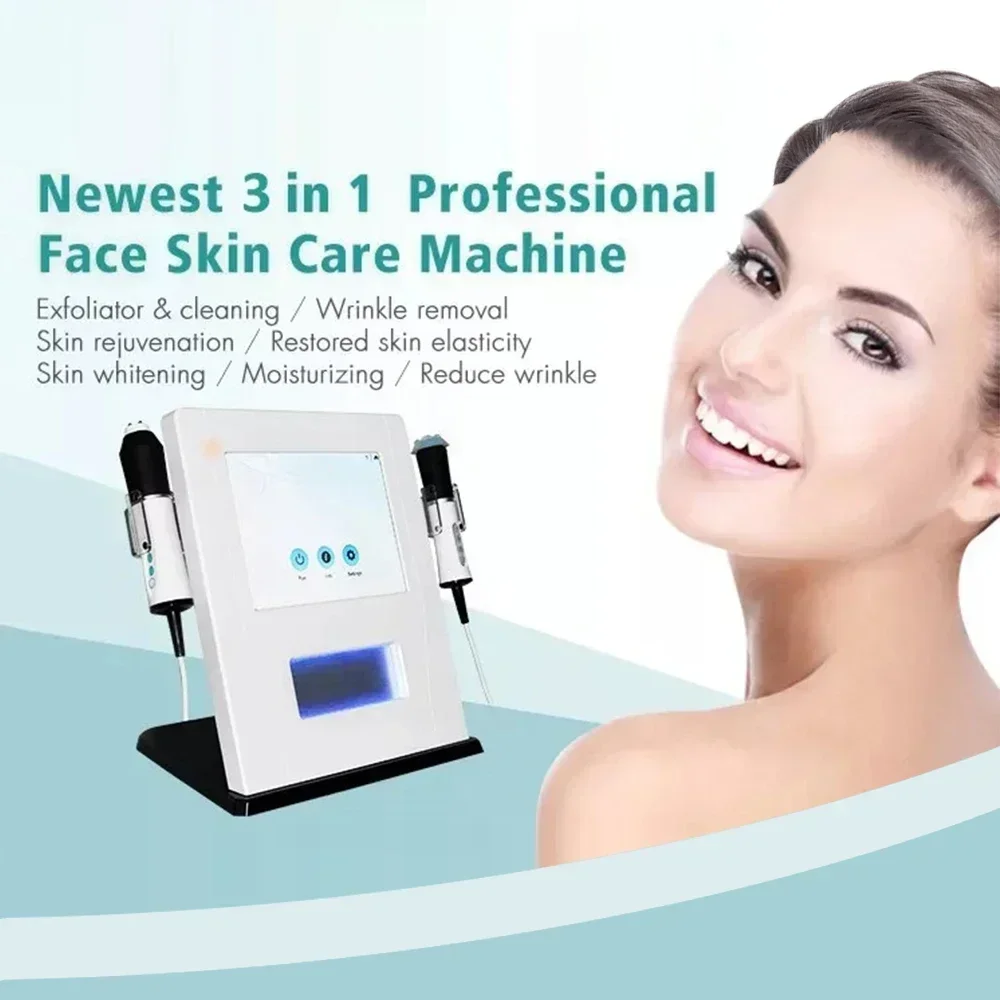 3 in 1 Hydrofacial Beauty Machine Oxygen Skin Rejuvenation Facial Tightening Machine For Skin Whitening CO2 Bubble+RF+Ultrasound