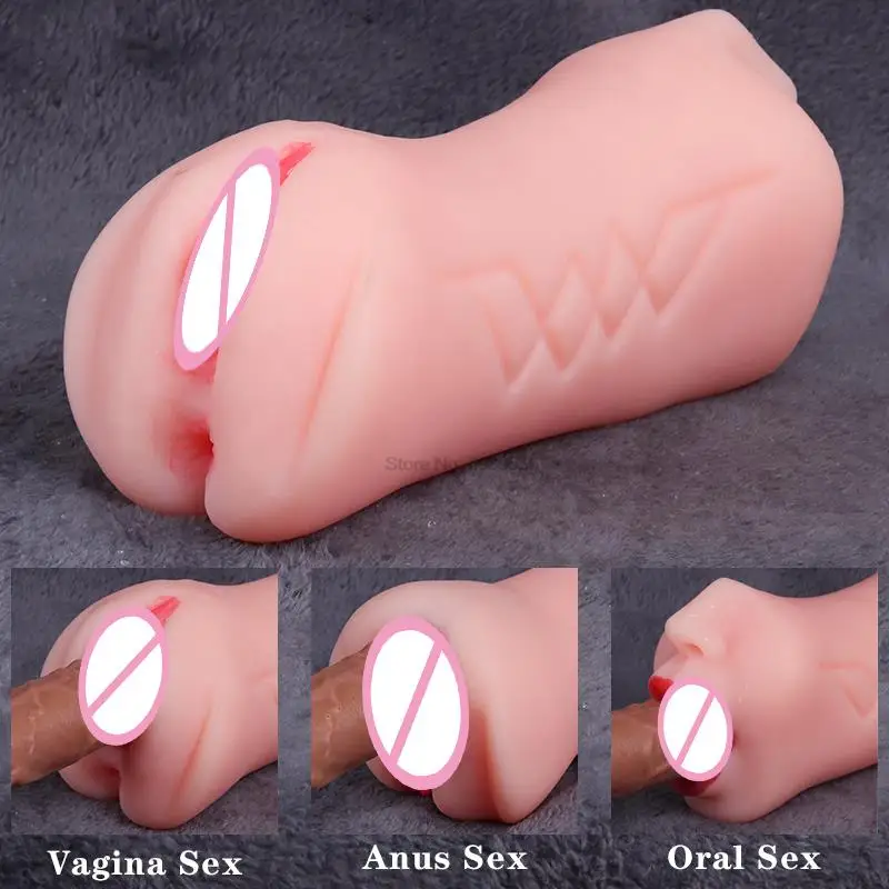 3 in 1  Artificial Pussy Real Oral Sex Toys For Men Vagina Masturbation Soft Stick Blowjob Deep Male Masturbator Rubber Vaginal