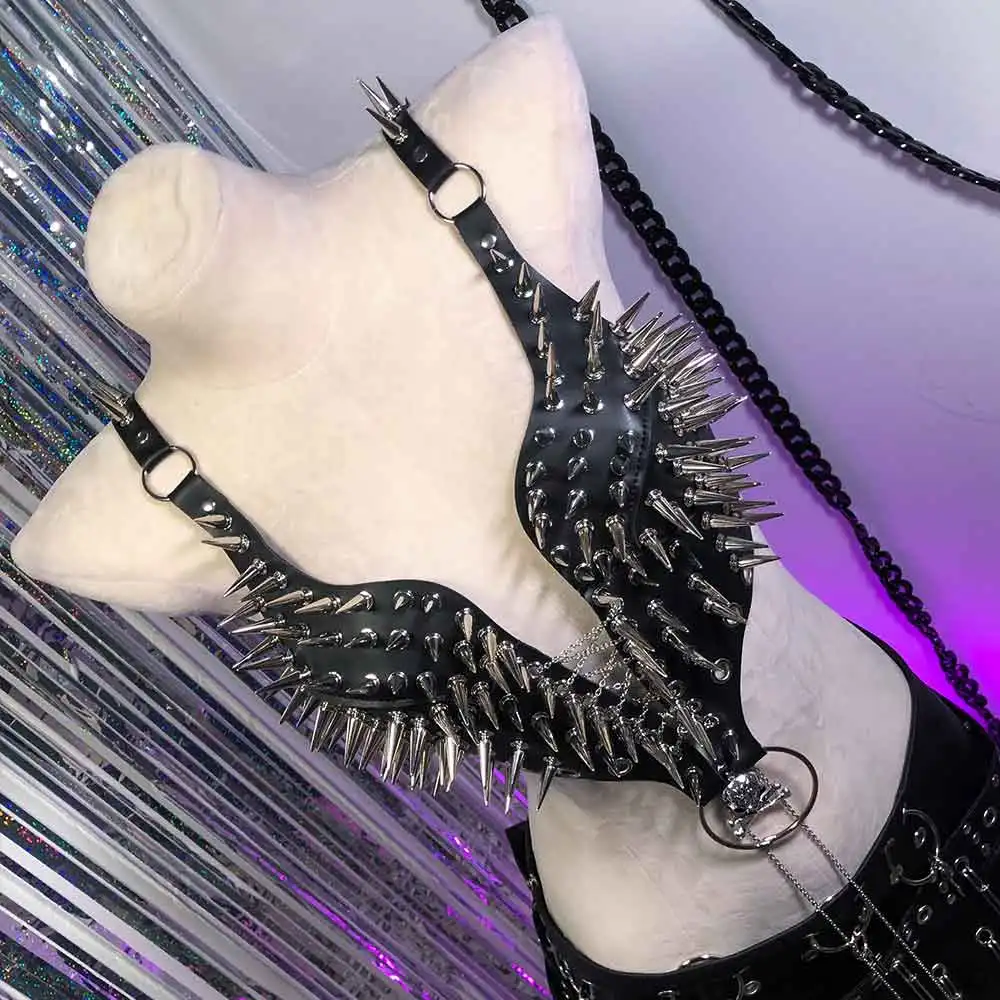 

Ручная работа Гранж Панк Рок Эмо Каваи Готика Эко Гот Череп Заклепки с шипами Y2K Холтер Камзол Топы E-Girls DIY Harajuku Хип-хоп