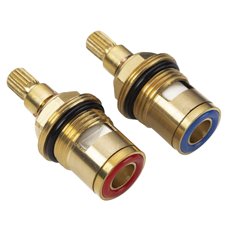 2 Pcs 1/2 Inch Tap Valve Cores Replacement for Tap Valves Quarter Ceramic Disc Gland Brass 20 Teeth Accessories New Random Color