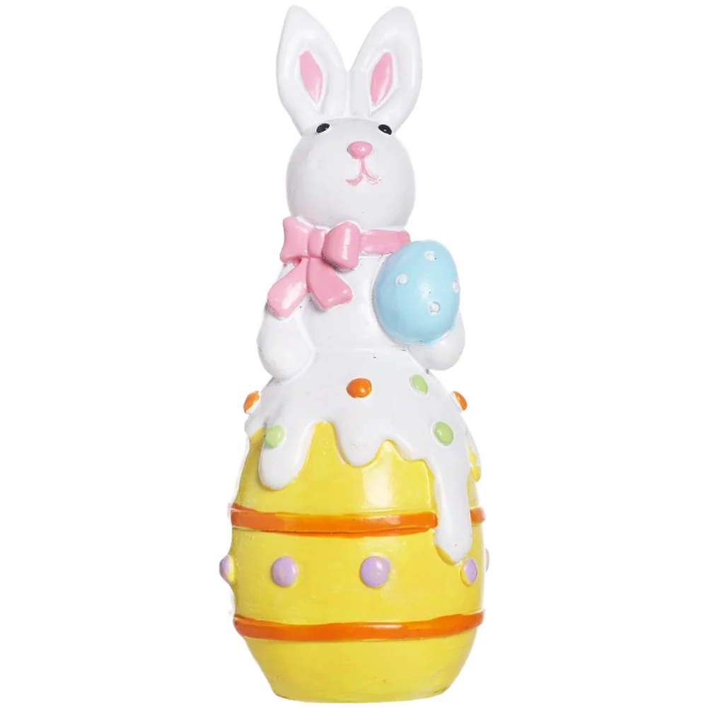 

Small resin bunny figurine Nordic sweater design shelf tabletop ornament for living room office or nursery 15x6.5x6.5cm