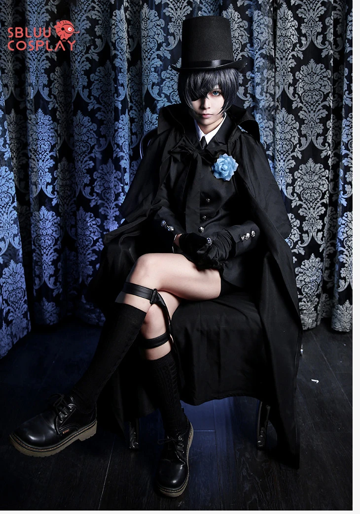 Bluucosplay Anime Kuroshitsuji Ciel Phantomhive pogrzeb przebranie na karnawał Kuroshitsuji kostium na Halloween