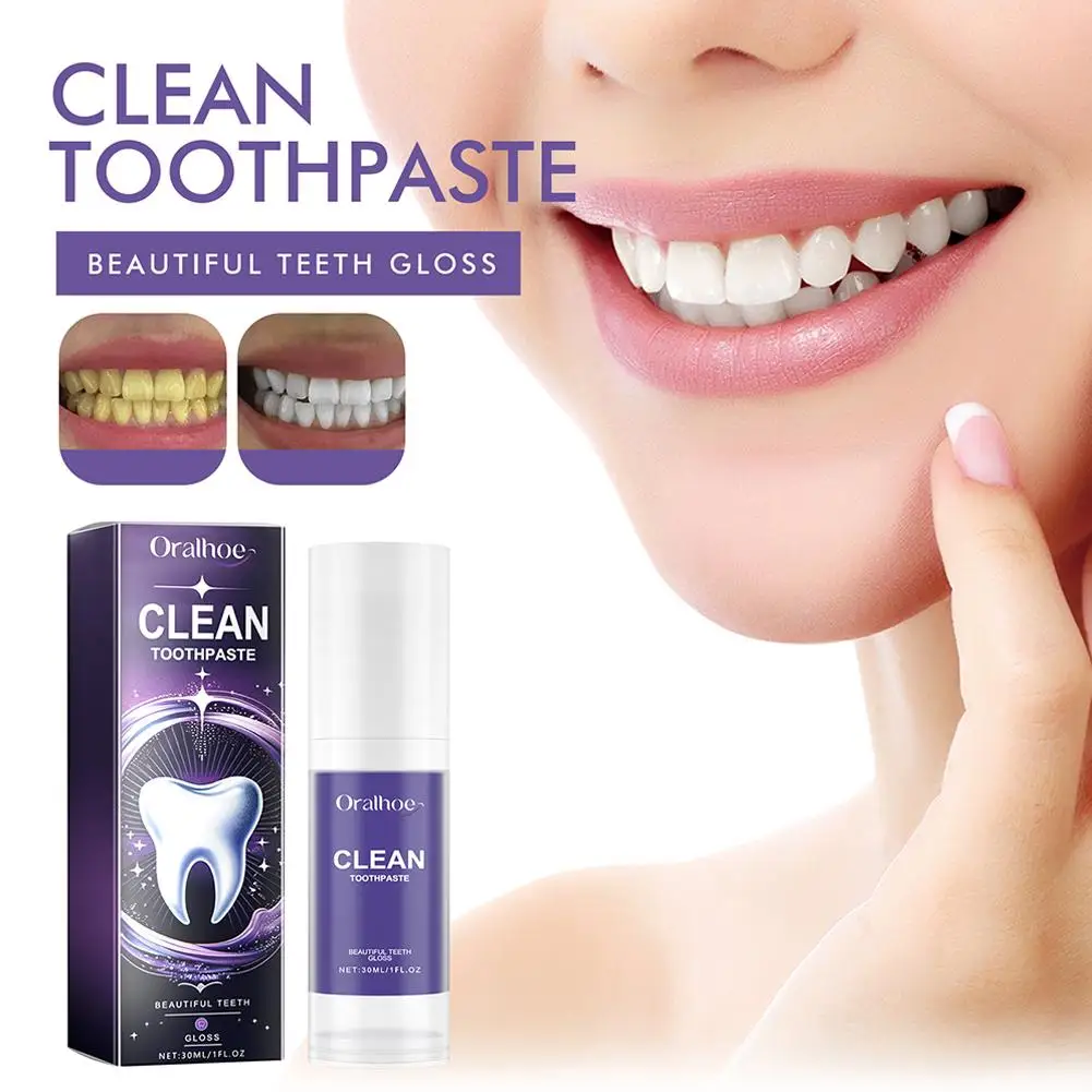 

30ml Removal Plaque Stain Purple Corrector Teeth Whitening Enamel Reduce Yellowing Oral Care Toothpaste Clean Easy Care T5o9