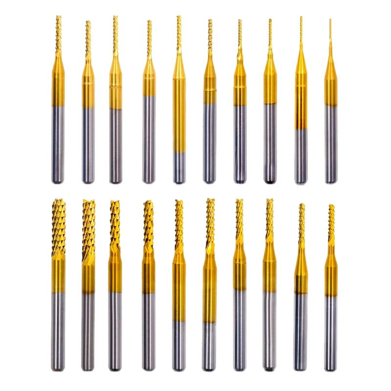 

20Pcs CNC Router Bits End Mill Rotary Burrs Engraving Machine Drilling Hole Tool For PCB Mould Plastic Fiber