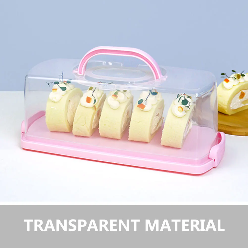 

2Pcs Portable Transparent Bread Storage Box Rectangular Cake Holder Fresh Snack Organizer Portable Bread Cake Roll Container