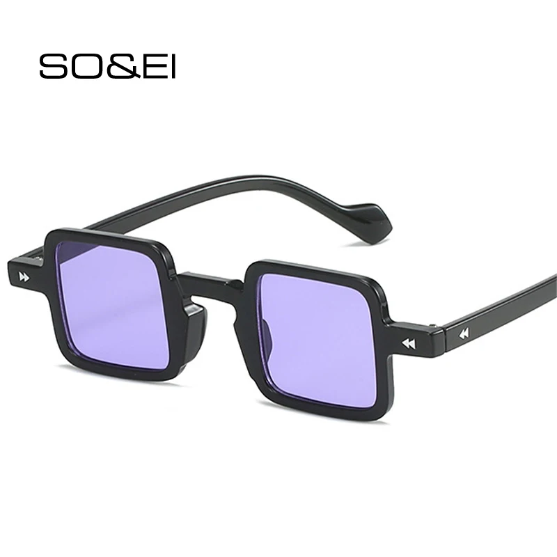 

SO&EI Retro Small Square Women Sunglasses Fashion Clear Ocean Lens Shades UV400 Men Trending Gradient Sun Glasses