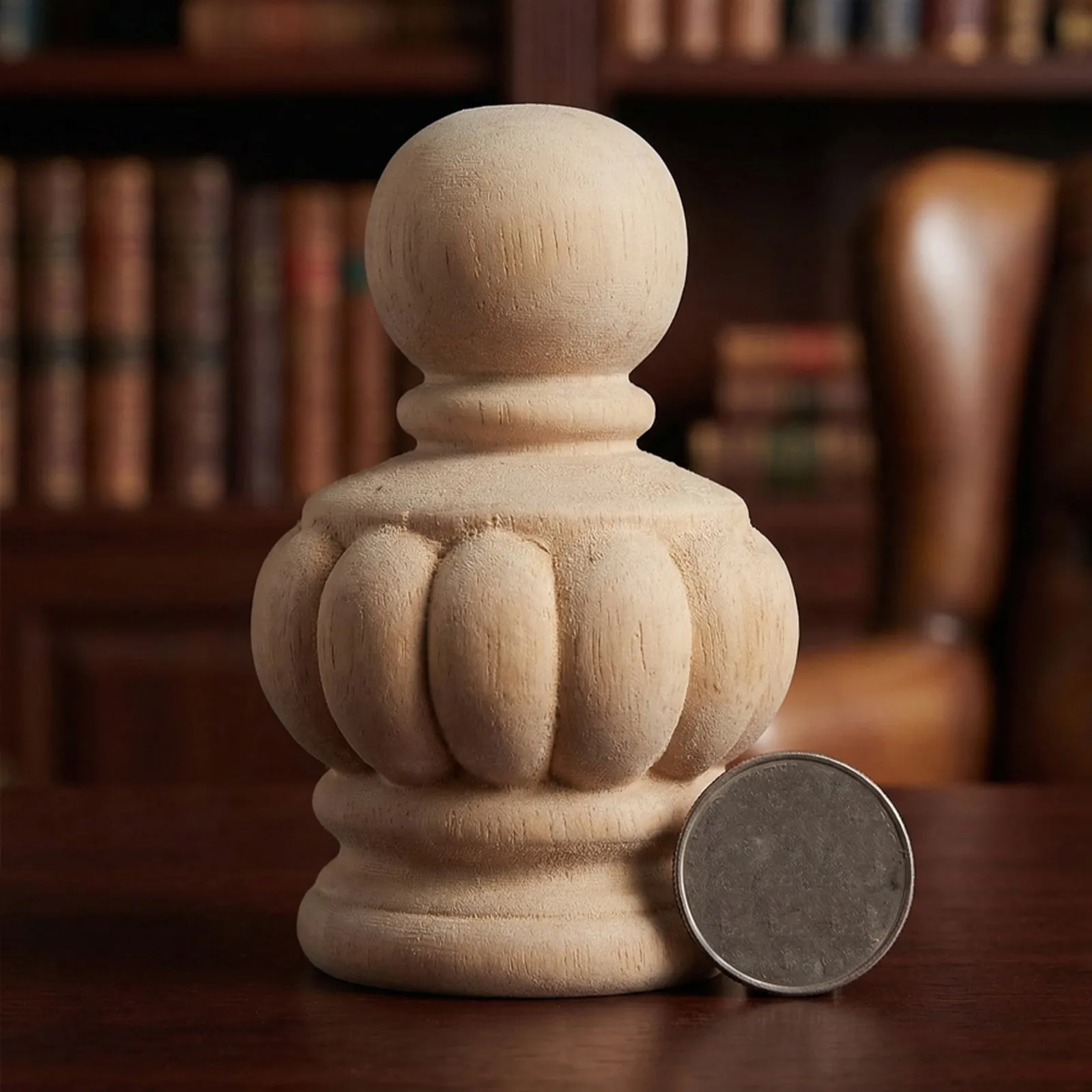 2Pcs Stair Post Caps Wooden Finial Decorative Baluster Tops for Indoor Staircase Bed Frame Vintage Style Post Caps