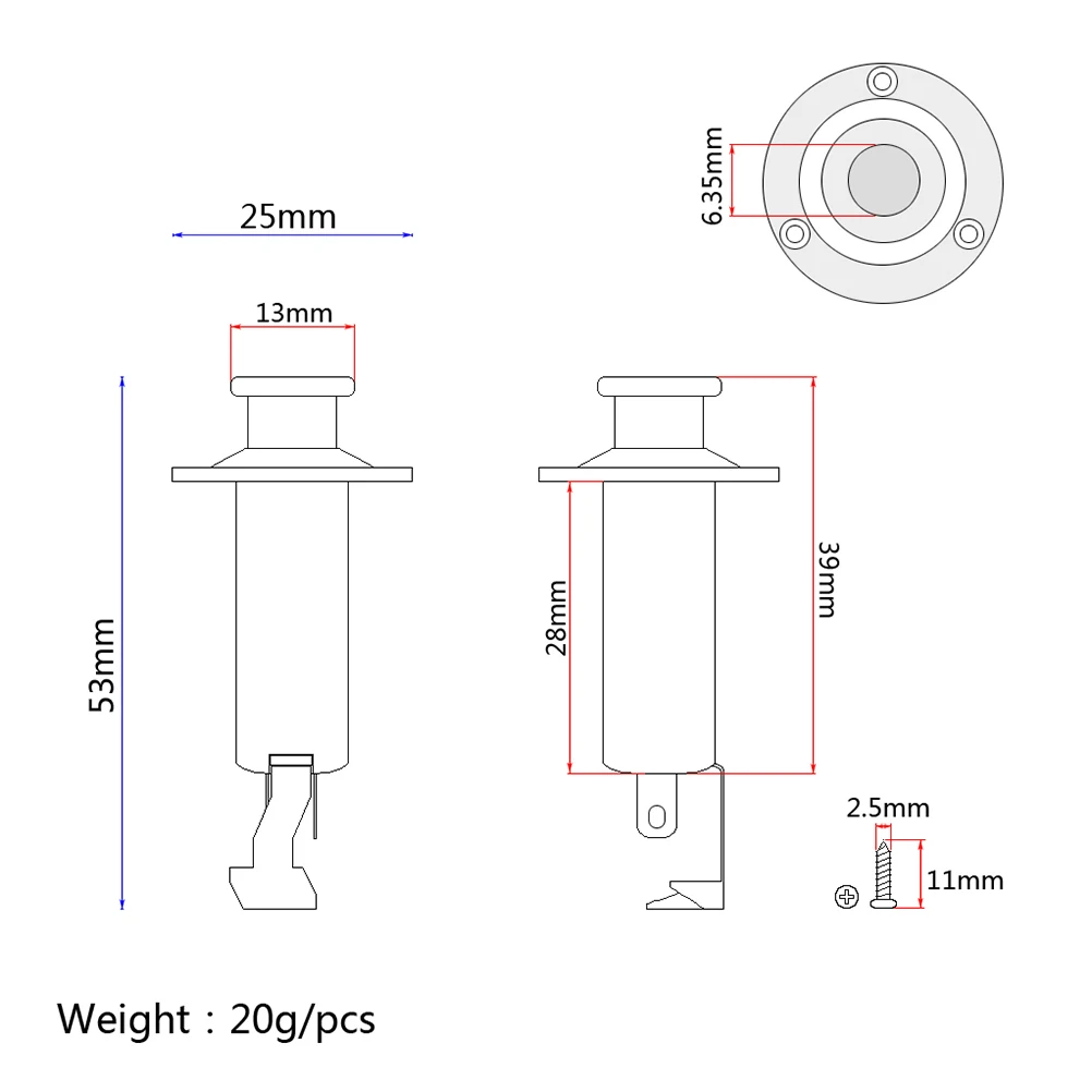 

1 4 Inch 6.35mm Acoustic Guitar Output Jack Cylinder Endpin Stereo Mono Jack Socket Strap Button Gold Cylinder Output Jacks