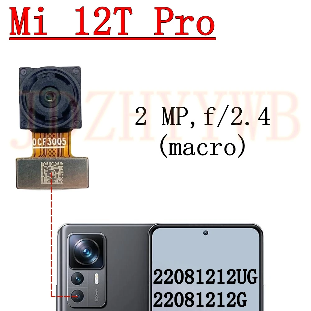 Front Rear Camera For Xiaomi 12T Pro Mi12T Pro Frontal Selfie Facing Main Wide Back Camera Module Flex Cable Replacement