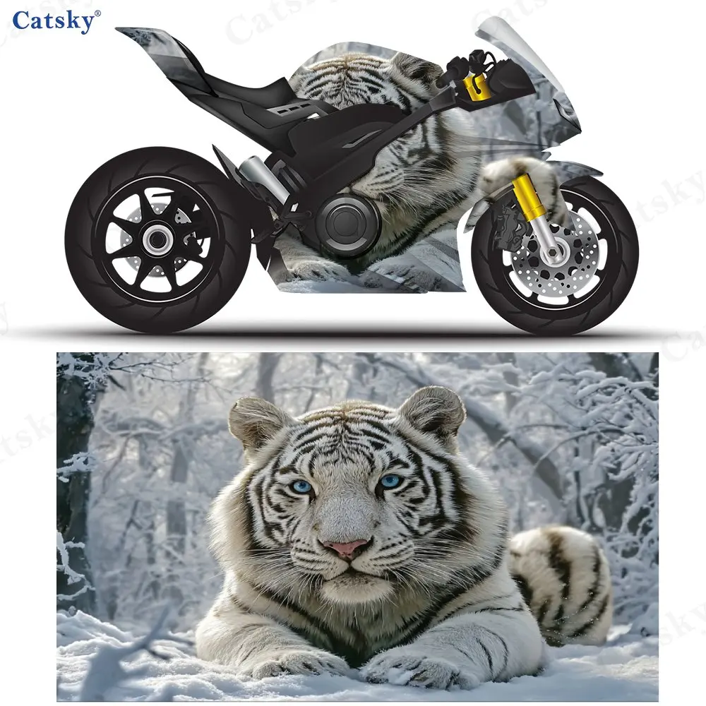 

Наклейка на мотоцикл Blue Eyed White Tiger, съемная наклейка, универсальная для мотоциклов, прочный и устойчивый к царапинам ПВХ, длинная