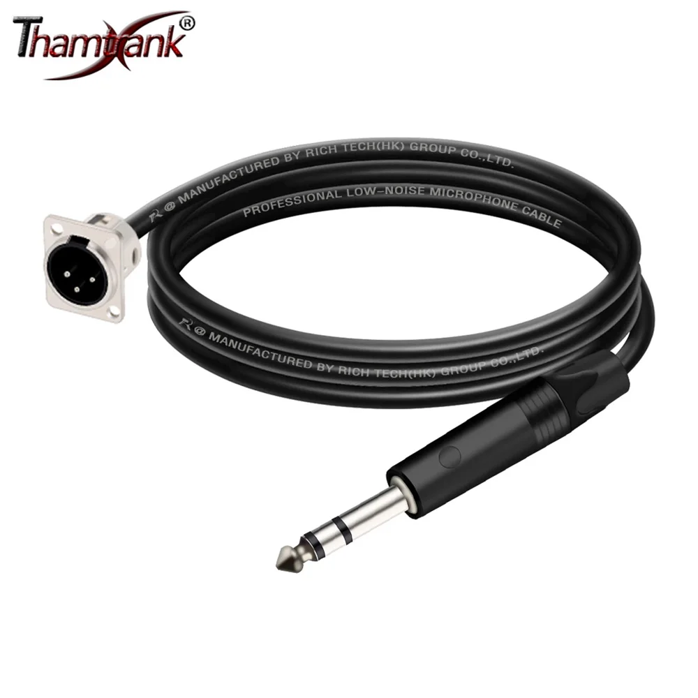 

D Type 3Pin XLR Male Panel Mount MIC Socket to 6.35mm TS/TRS Male Jack Audio Extension Cable for Amplifier Mixer Audio Interface