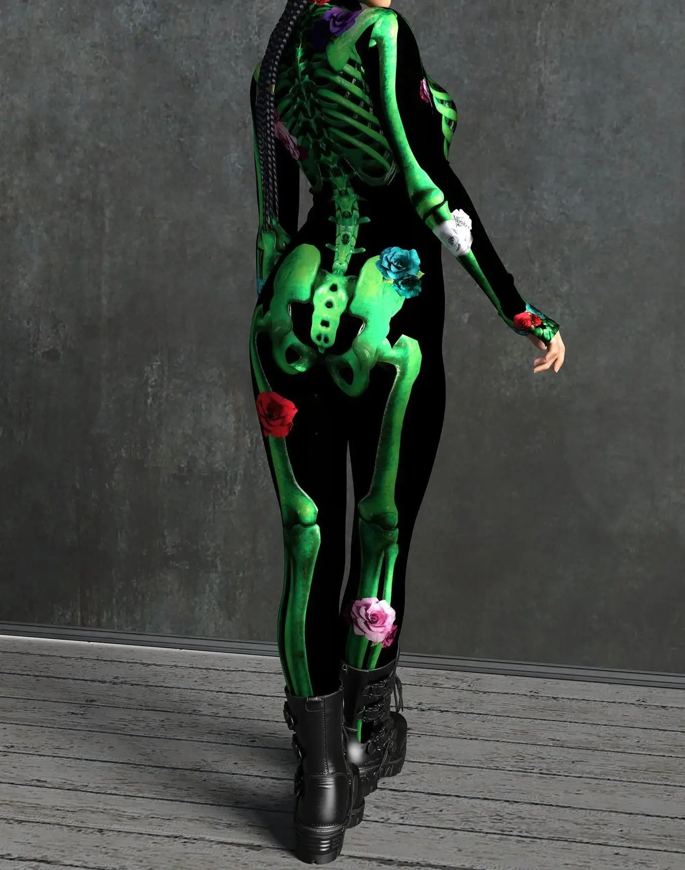 Karneval Totenkopf Party Bodysuit Damen Sexy Horror-Print Jumpsuit Feiertagsparty Maskerade Catsuit Kostüm Einzigartiges Aerial Yoga Set – Detail 29