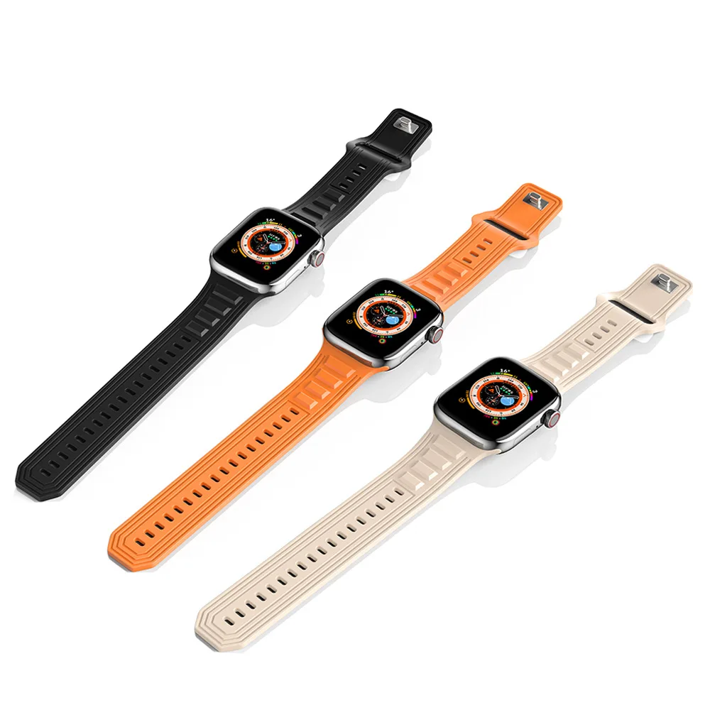 Fluororubber Strap for Apple Watch Ultra 2 Band 49mm 46mm 45mm 44mm 42mm Luxury Bracelet for IWatch 10 9 8 7 SE 6 38MM 40MM 41MM