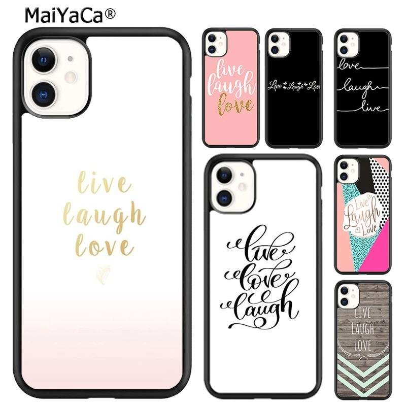 MaiYaCa Live Laugh Love Quotes Phone Case Cover Fors SE2020 6s 7 8 plus 11 12 mini 13 14 pro max shell  coque