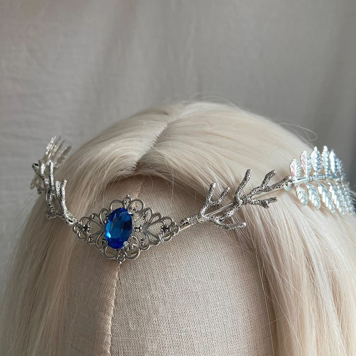 Elven Headpiece Elf Sliver Fairy Tiara Woodland Crown Blue Gem Wiccan Witch Witchcraft Spells Pagan  Gothic Strega Fairy Medieva