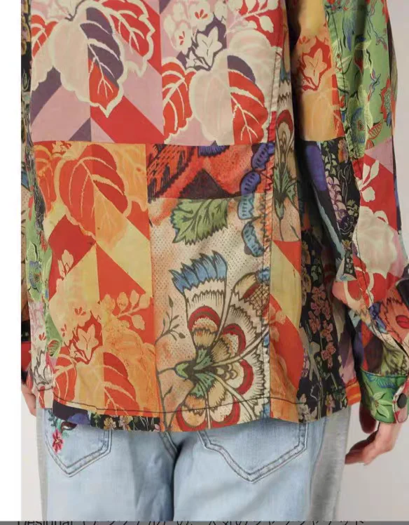 Foreign trade original single Spanish new spring printed parquet women's thin coat