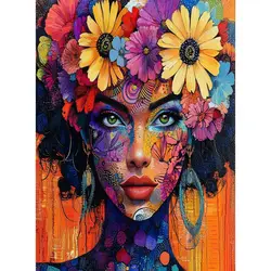 RUOPOTY Character DIY 5D Diamond Painting Colorful Daisy Beauty Full Round/Square Modern Handmade Gift Home Furnishing Decoratio
