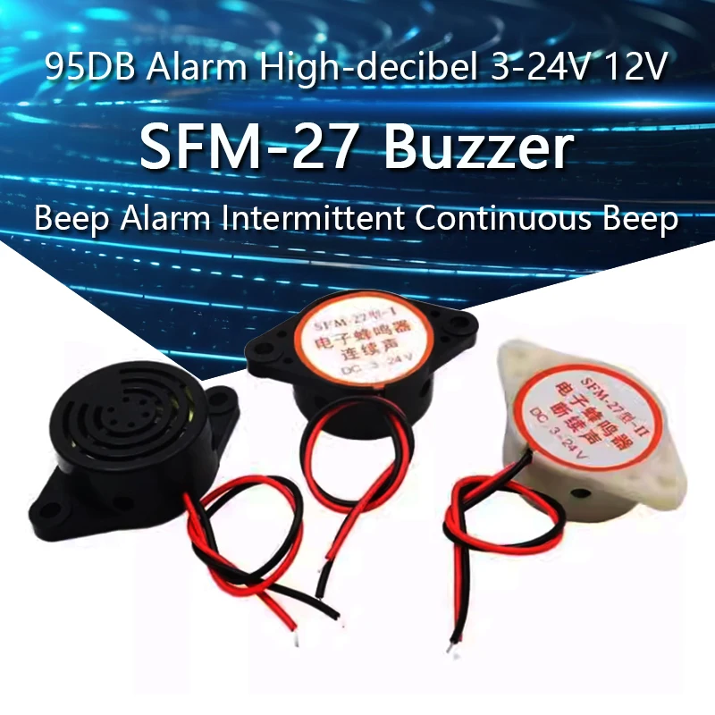1-10PCS SFM-27 95DB Alarm High-decibel 3-24V 12V Electronic Buzzer Beep Alarm Intermittent Continuous Beep for Arduino SFM-27