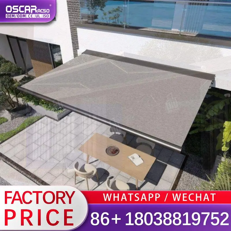 Retractable Waterproof Outdoor Shading Full Cassette Folding Arm Awning Patio Balcony Garden Shade Awning Retractable Awning