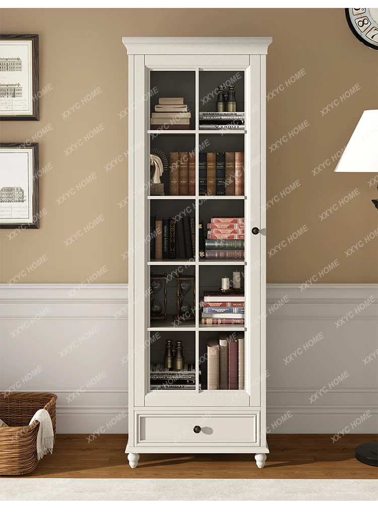 

Современный минималистичный креативный книжный шкаф для гостиной в американском стиле из массива дерева с одной дверцей и двухдверный витринный шкаф.