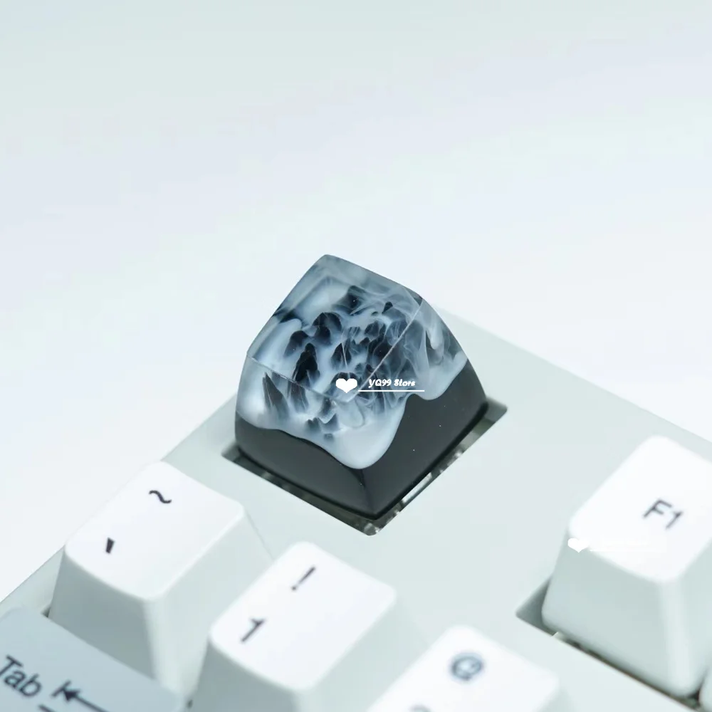 Imagem -04 - Handmade Resin Backlight Keycap Teclado Mecânico Cenário Natural Vulcão Montanha Fuji Snow Mountain