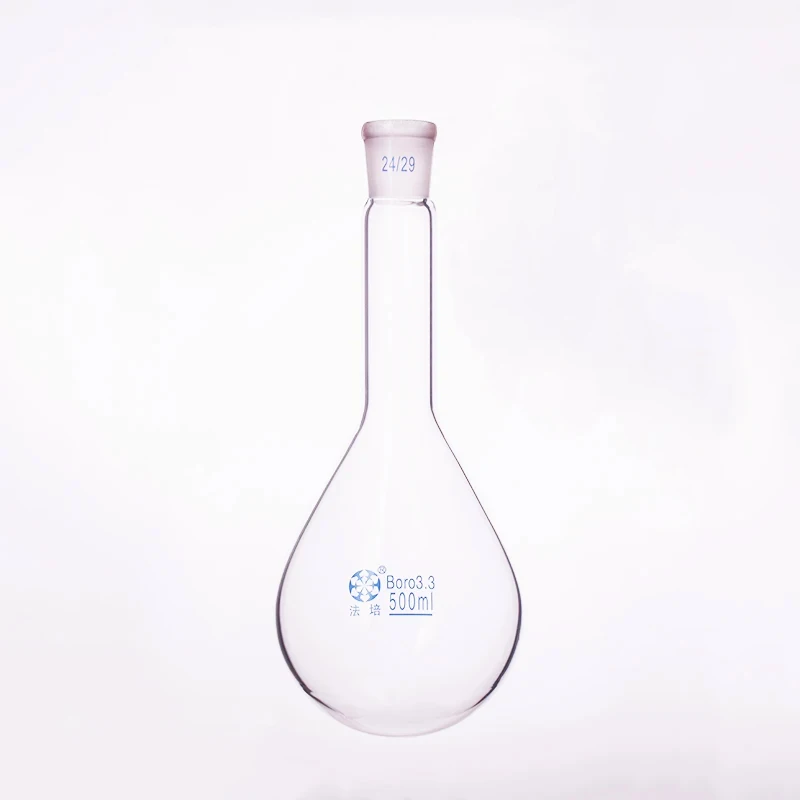 FAPE Flask eggplant shape, Long neck standard grinding mouth, Capacity 10mL-20000mL, Joint 24/29, Eggplant-shaped flask