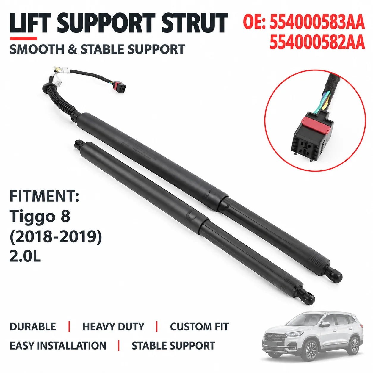Electric Tailgate Strut for Tiggo 8 554000583AA 554000582AA Durable Reliable Direct Fit Easy Installation Premium Quiet