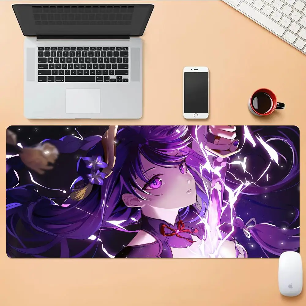 

Purple Anime Gaming Accessories Mouse Pad PC Genshin Impact Raiden Shogun Desk Mat Laptop Kawaii Girl Keyboard Mousepad Carpet