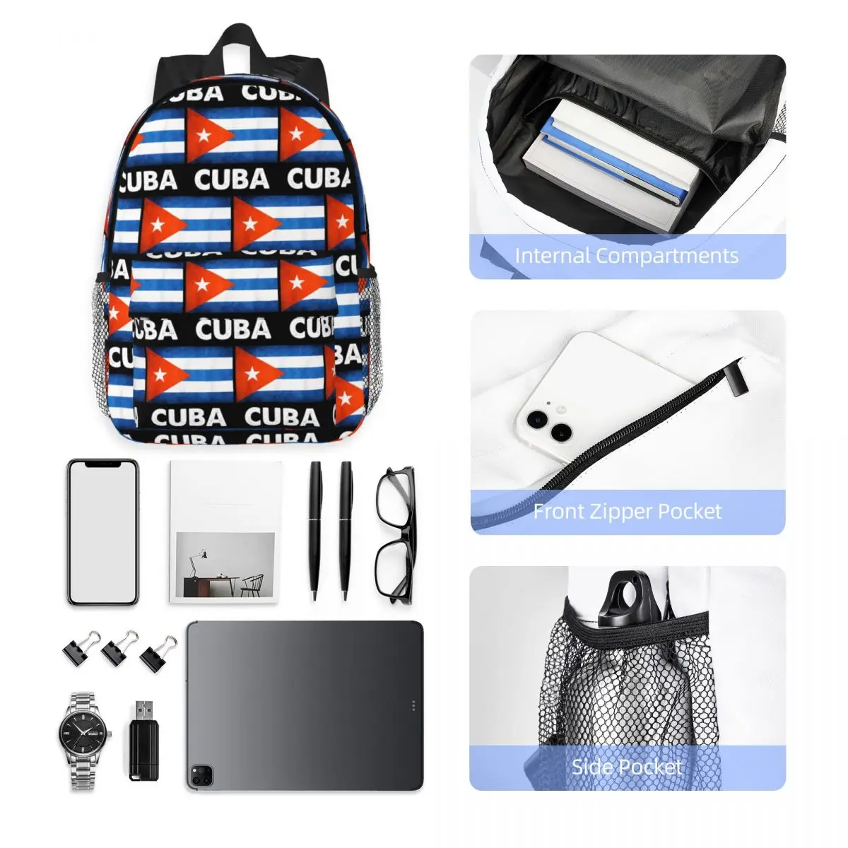 Cuban Cuba Country Flag Backpack Hot Sale Daypack Large Capacity Boys Girls BookBag Shoulder Bags for Men Women School Bag