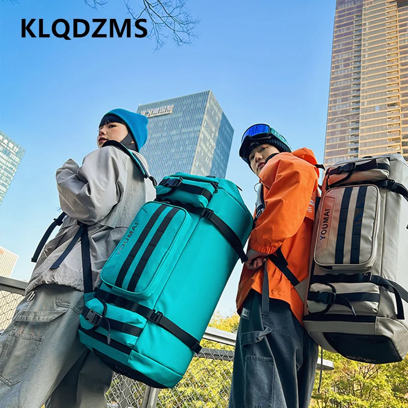 

KLQDZMS Multifunctional Luggage Bag Oxford Cloth Large Capacity Storage Ski Backpack Outdoor Waterproof Wear Suitcase Bag