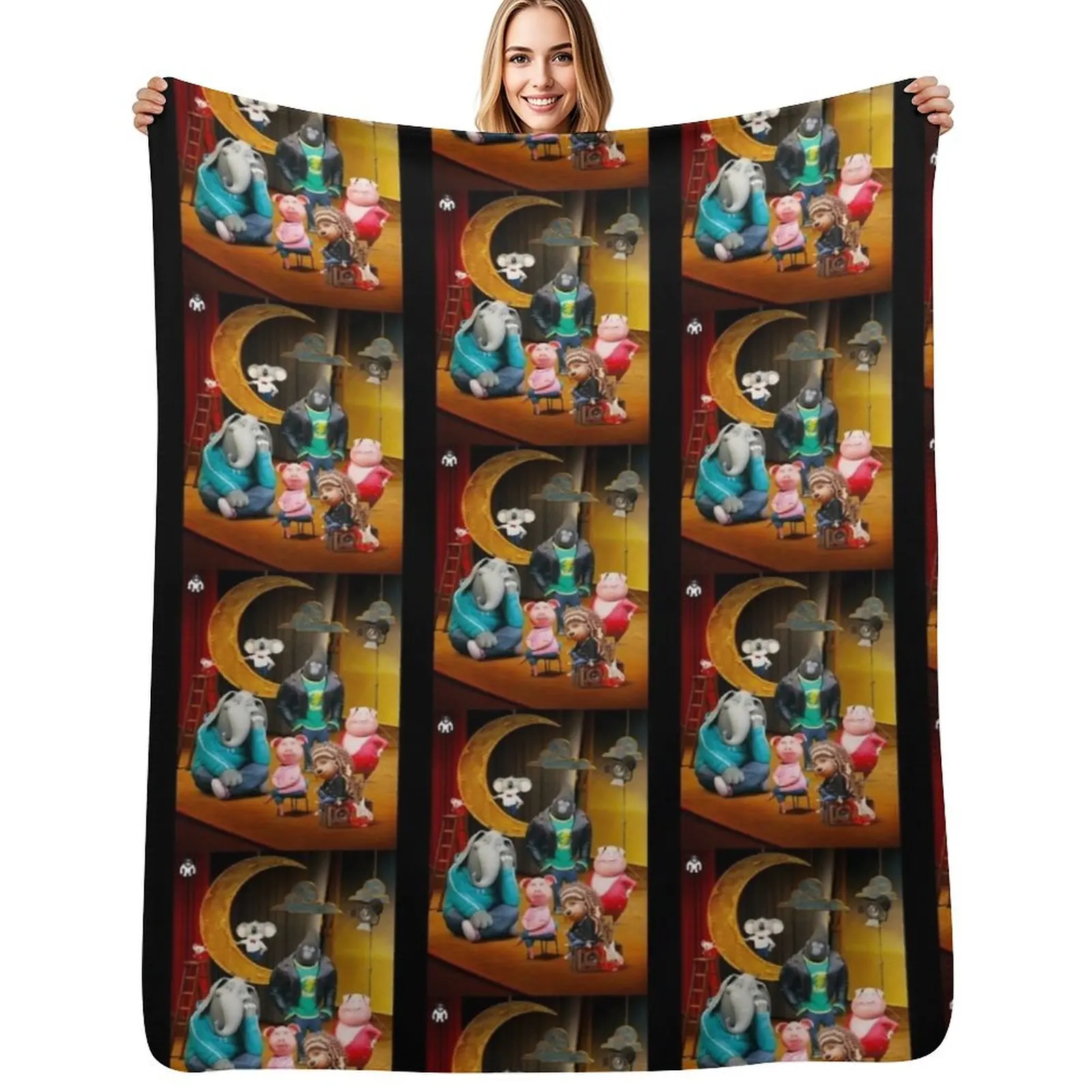 

Sing (2016) Movie Poster Throw Blanket Fade Resistant Durable Throw Blanket