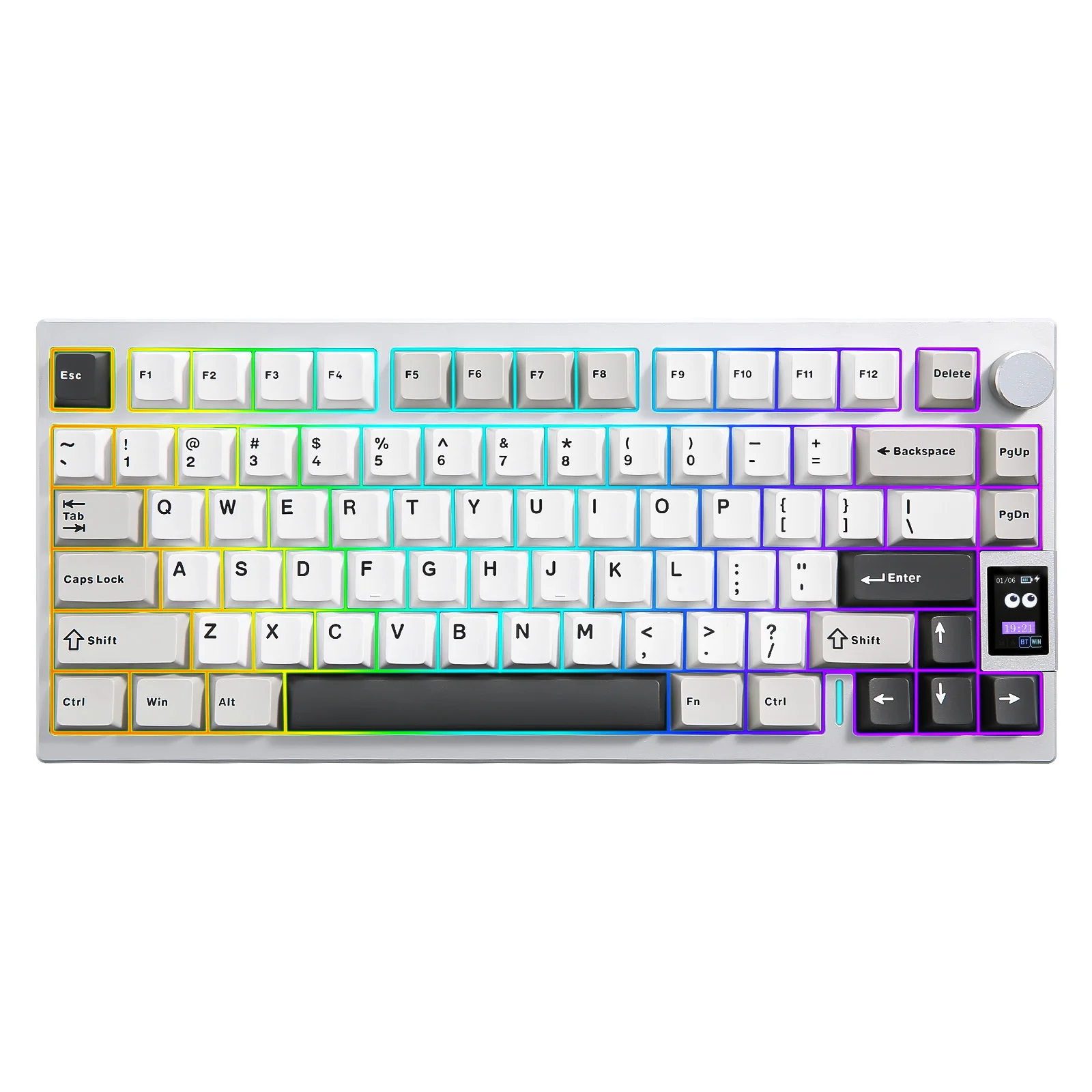 YUNZII AL80 Silver Wireless Mechanical Keyboard, Full Aluminum CNC Custom QMK/VIA Gaming Keyboard, LCD Display Hot Swap Keyboard