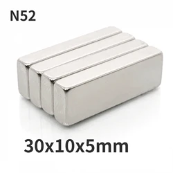 N52 30x10x5 NdFeB Block Neodymium 30*10*5 Motor Magnet Megnets Super Strong Permanent Magnetic Imane Bar 30x10 Search Magnets