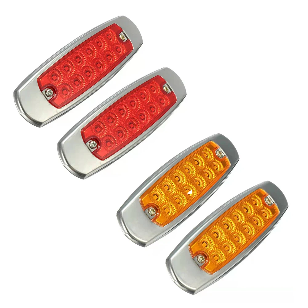 

2Pcs 24V 12LED Side marker light clearance Lamp Caravan 12V Lights Amber red white for Truck Trailer Tractor Lorry Pickup