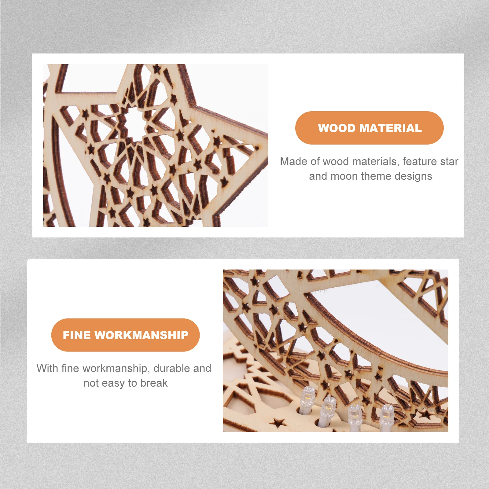 木製ムーンランプ ラマダン スターライト ホームデコレーション イード・ムバラク装飾 イスラム装飾 木製ナイトライト