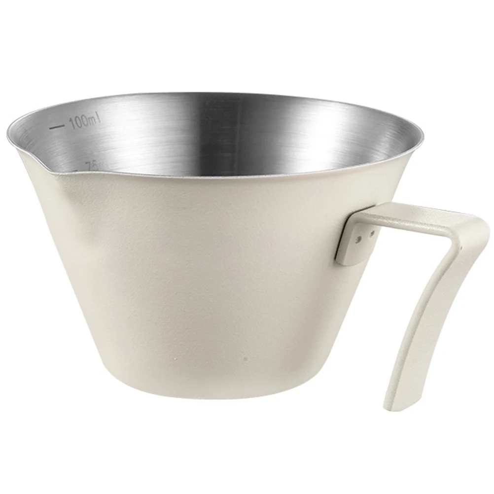 

Espresso Cup 304 Stainless Steel 100ml White Coffee Measuring Extraction Milk Container Lightweight H Design Space