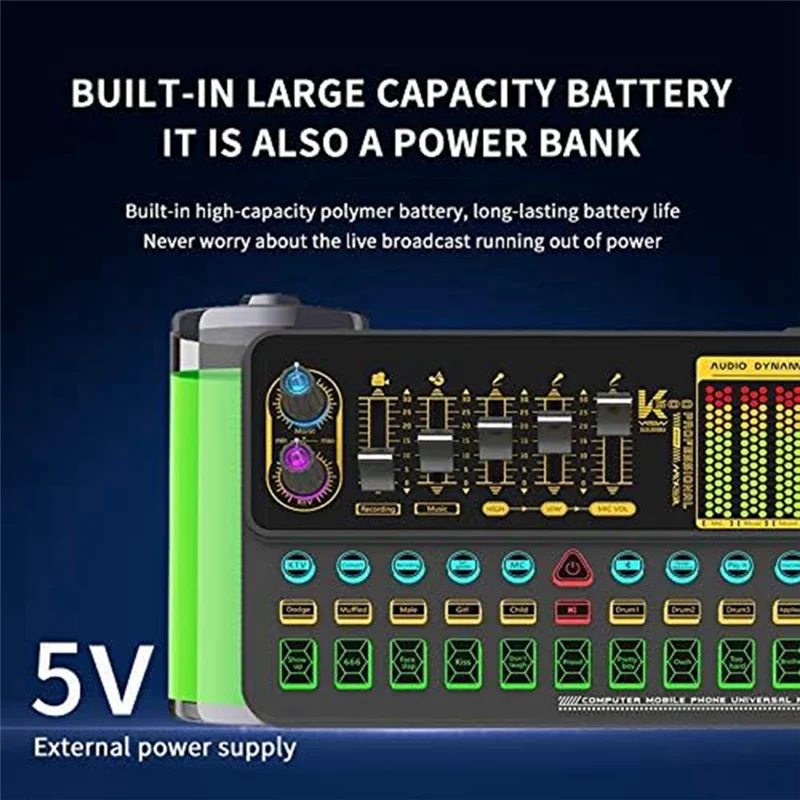 1 PCS K500 Sound Effects Board Mobile Phone Computer Live Sound Card Microphone Voice Changer Sound Card For Phone/Computer-AU47