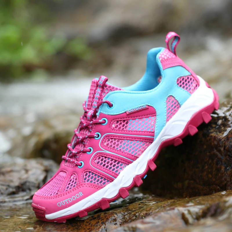 

HKDQ, большой размер 46, унисекс, обувь для воды, быстросохнущая дышащая сетчатая резиновая подошва, походные треккинговые спортивные кроссовки на открытом воздухе