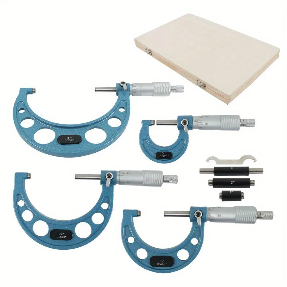 

4-Piece OD Micrometer Set 0-4 in. C Measurement Tool with 0.0001 in. Accuracy
