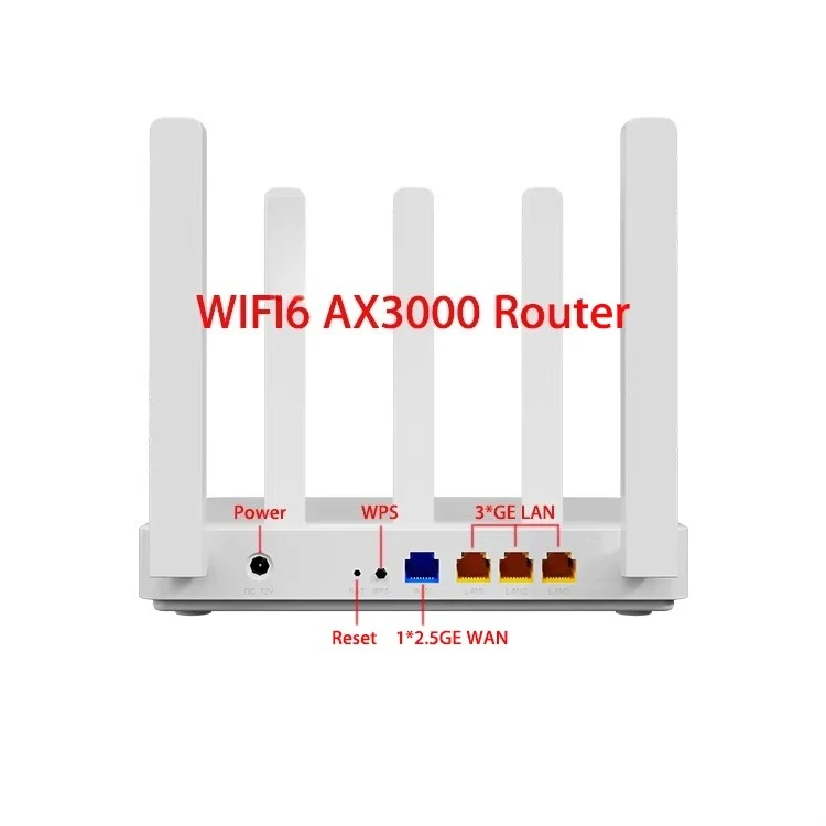 ZISA WR520GC Dual Band AX3000 2.4G 5G 6 Mesh Router OpenWRT Long Range 3000Mbps Wireless Enterprise Router High Speed Antennas