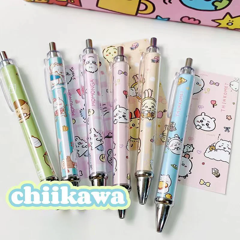 Cute Fashion Chiikawa Pressing Neutral Pens Anime Cartoon Kawaii Gel Pen School Office Supplies Student Stationery Gifts