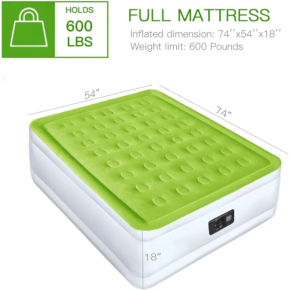 Air Mattress with Built in Pump Raised Double Blow up Bed Inflatable Camping Airbed Electric