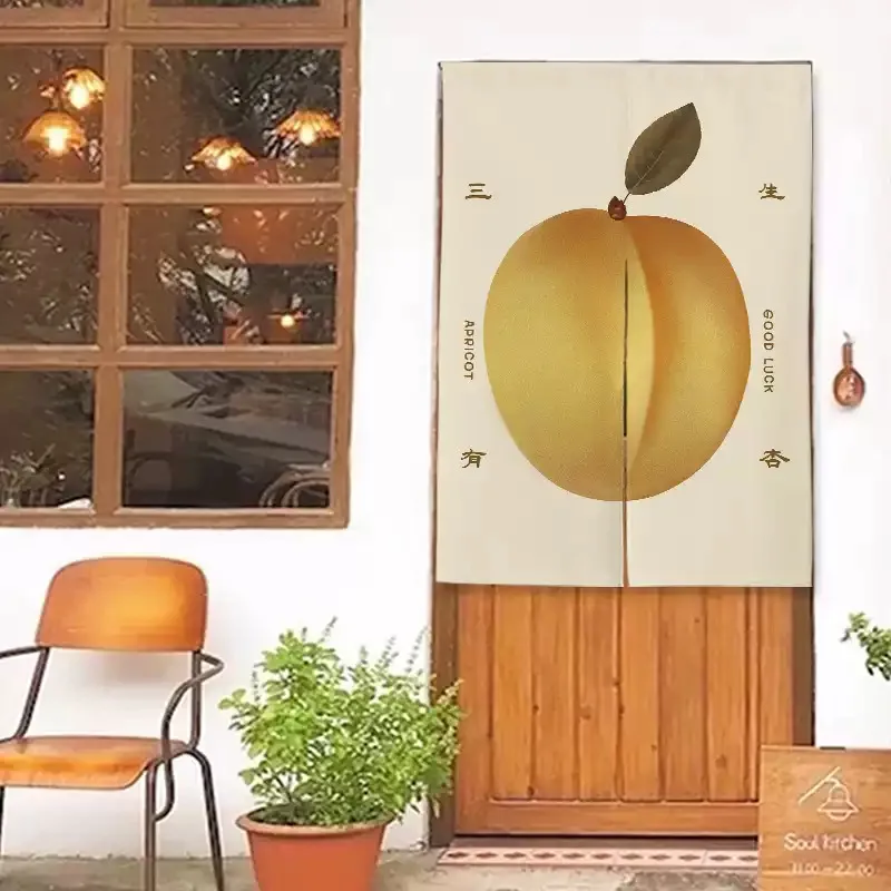 VIKAMA Cartoon Fruit Kitchen Curtain Bedroom Partition Curtain Hanging Rod Kitchen Bathroom Screen for Decoration Home Decor
