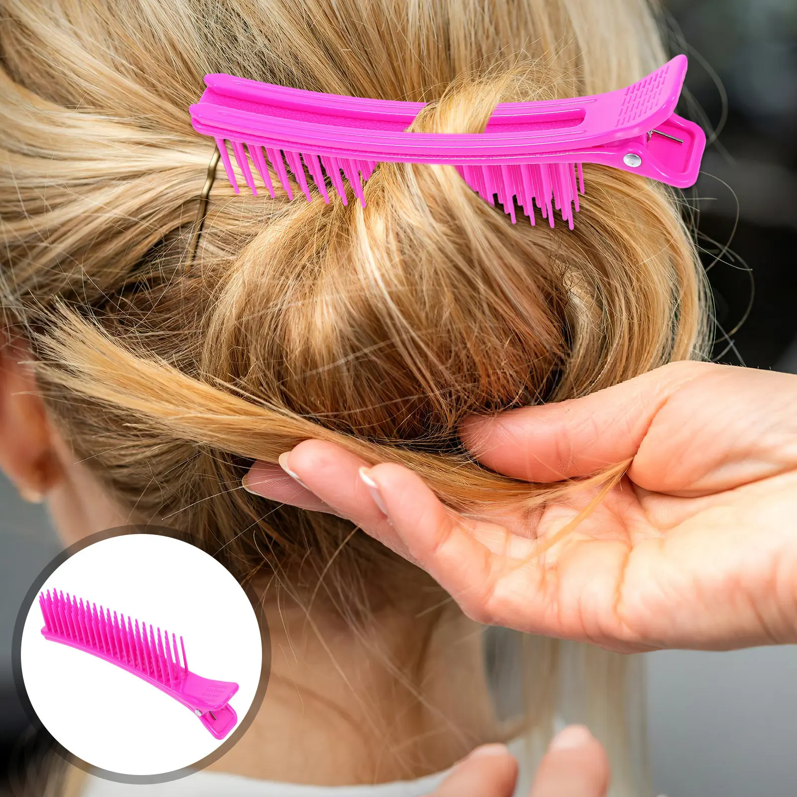 4Pcs Hair Sectioning Clips Anti-Slip Hair Dye Clips Comb Salon Hairdresser Styling Perm Partitioning Salon Perm Partition Clip