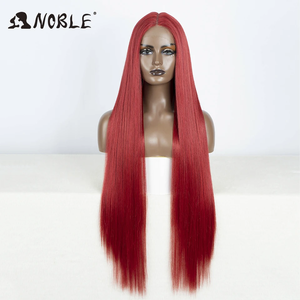 Noble Lace Front Wig 38 Inch Red Wig Long Straight Lace Wig Blonde Hair Wigs Cosplay Wigs For Women synthetic lace front wigs