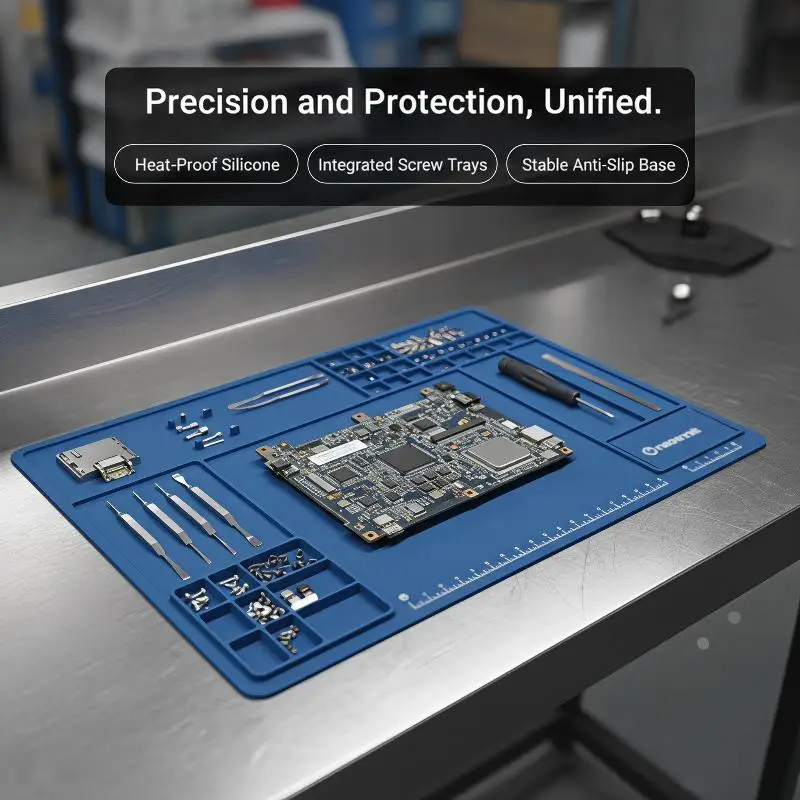 Magnetic Heat Resistant Silicone Soldering Mat Non-Slip Durable Pad for Phone Repair Craft Making Soldering Work