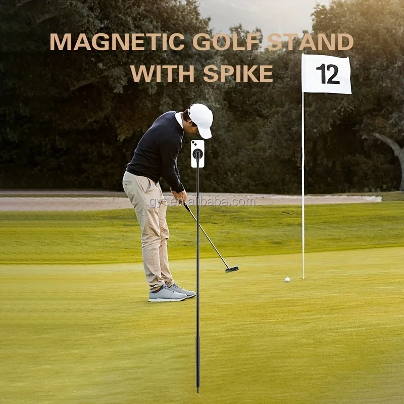 Magnetic Golf Phone Holder Golf Swing - Training Aid Accessory with Tripod Mount Spike