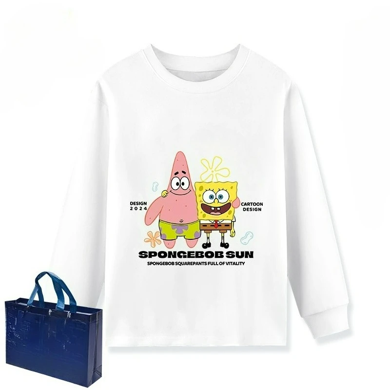 

2025 г., мужская и женская футболка с длинными рукавами «Губка Боб Квадратные штаны», новый осенне-зимний хлопковый пуловер, повседневная мода