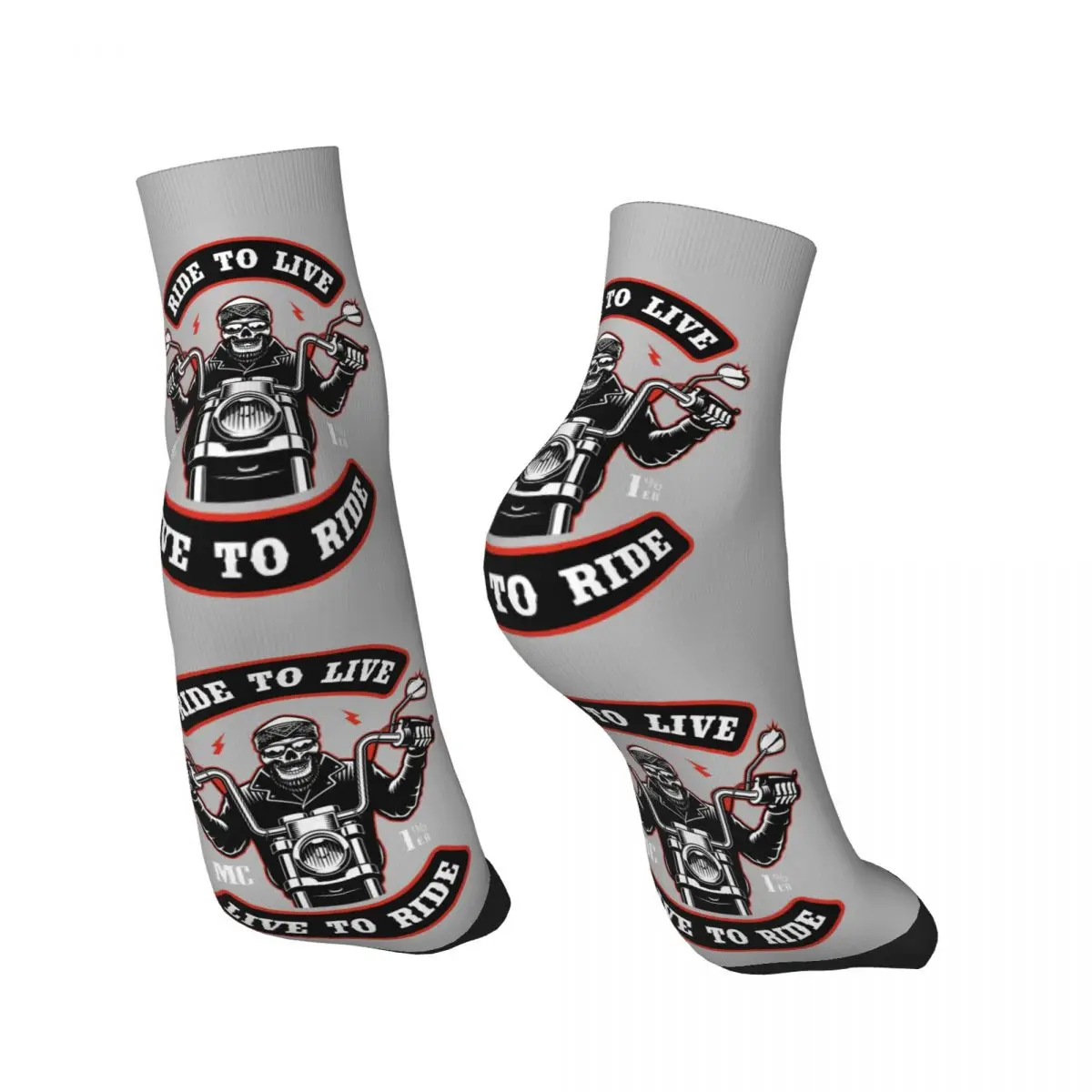 Chaussettes Rockabilly Ride To Live pour hommes, unisexe, respirantes et chaudes, impression 3D Rock Biker Skull Crew